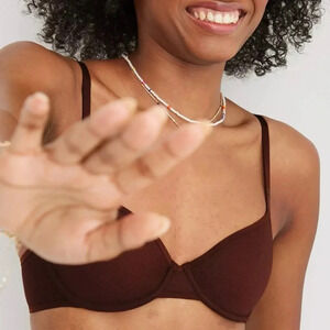 Aerie SMOOTHEZ 32C Balconette Mesh Unlined Bra Underwire Canyon Sun